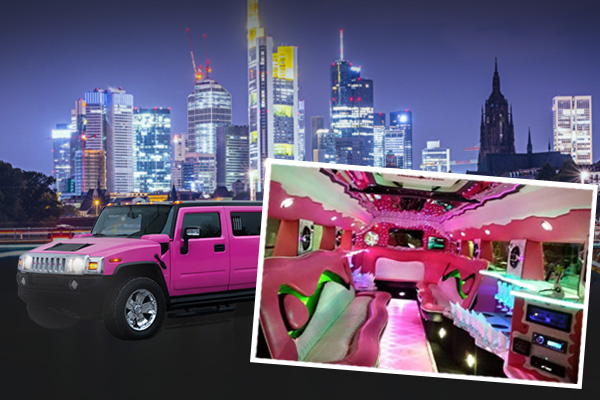 Pinke Hummer Limosuine für den JGA Frankfurt